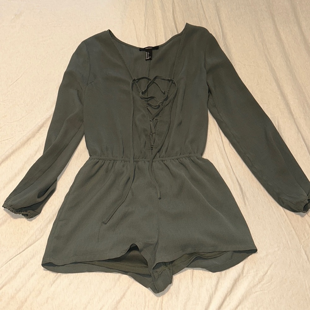 Lace up romper